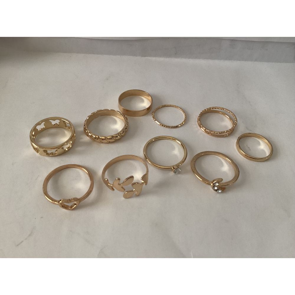 4463 NIP Set of 10 Gold Stacking Rings Bohemian Style Gold Ring Set